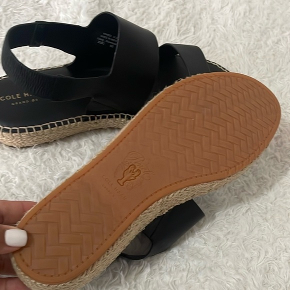 Cole Haan Black Sandals with Gold Accents - Picture 10 of 14